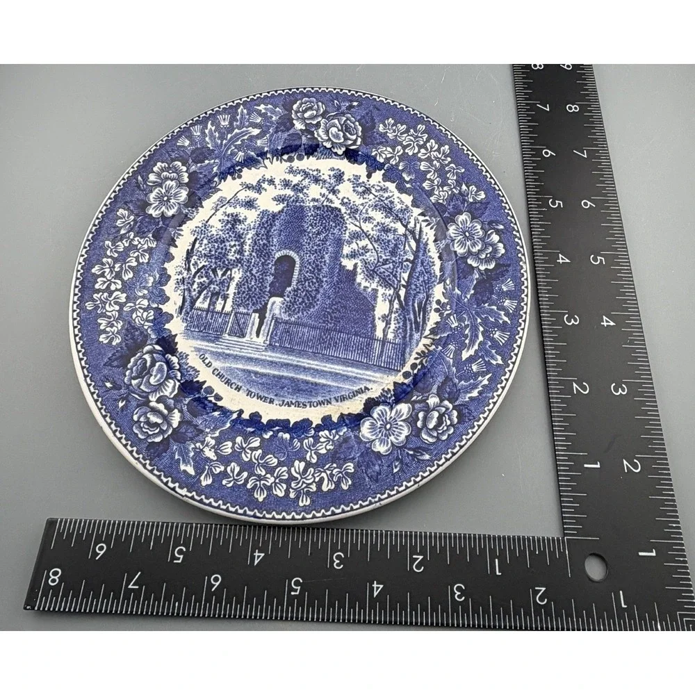 Vintage Jonroth Ceramic Plate Jamestown Virginia Old Church Tower 6 3/4